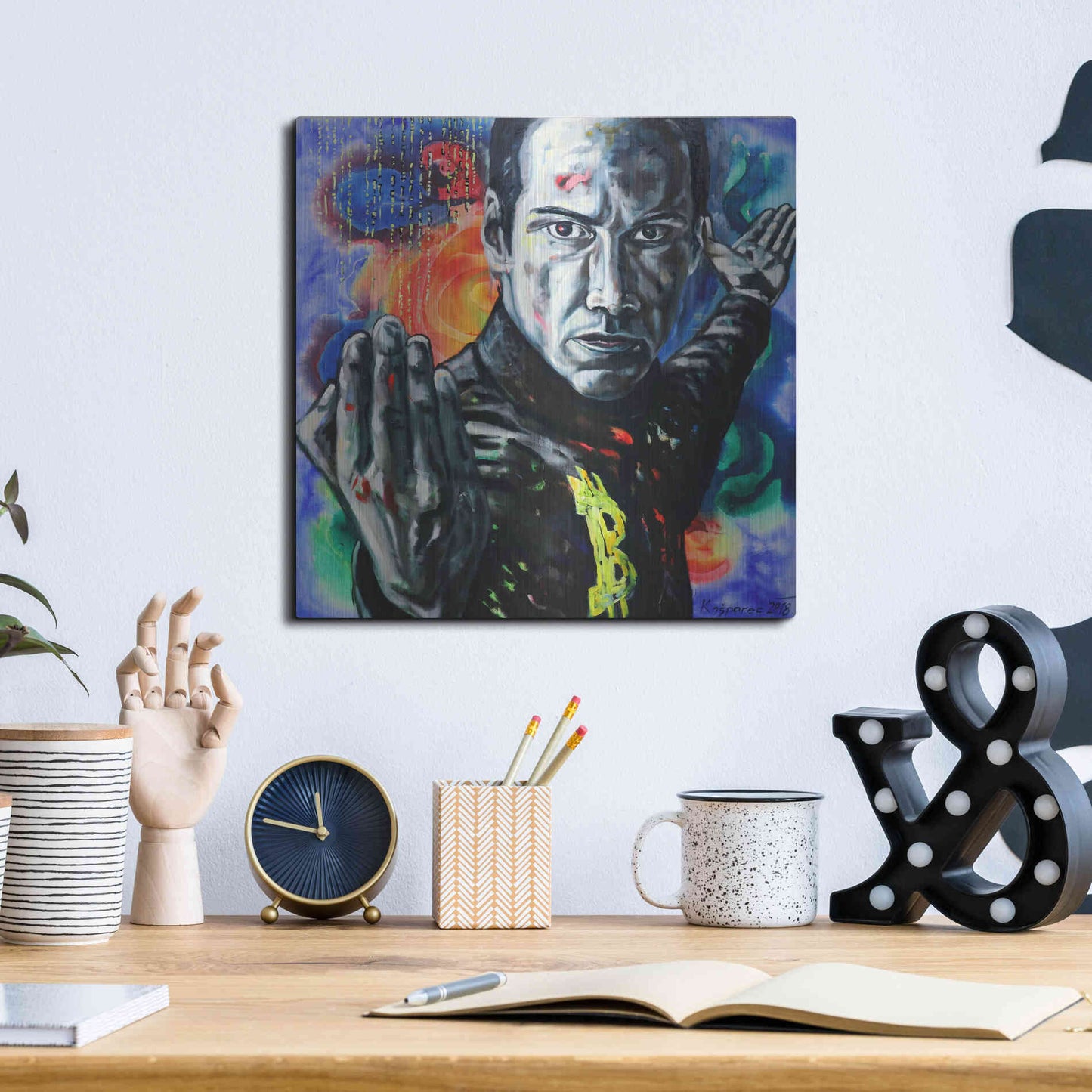 Luxe Metal Art 'Bitcoin Warrior' by Jan Kasparec, Metal Wall Art,12x12