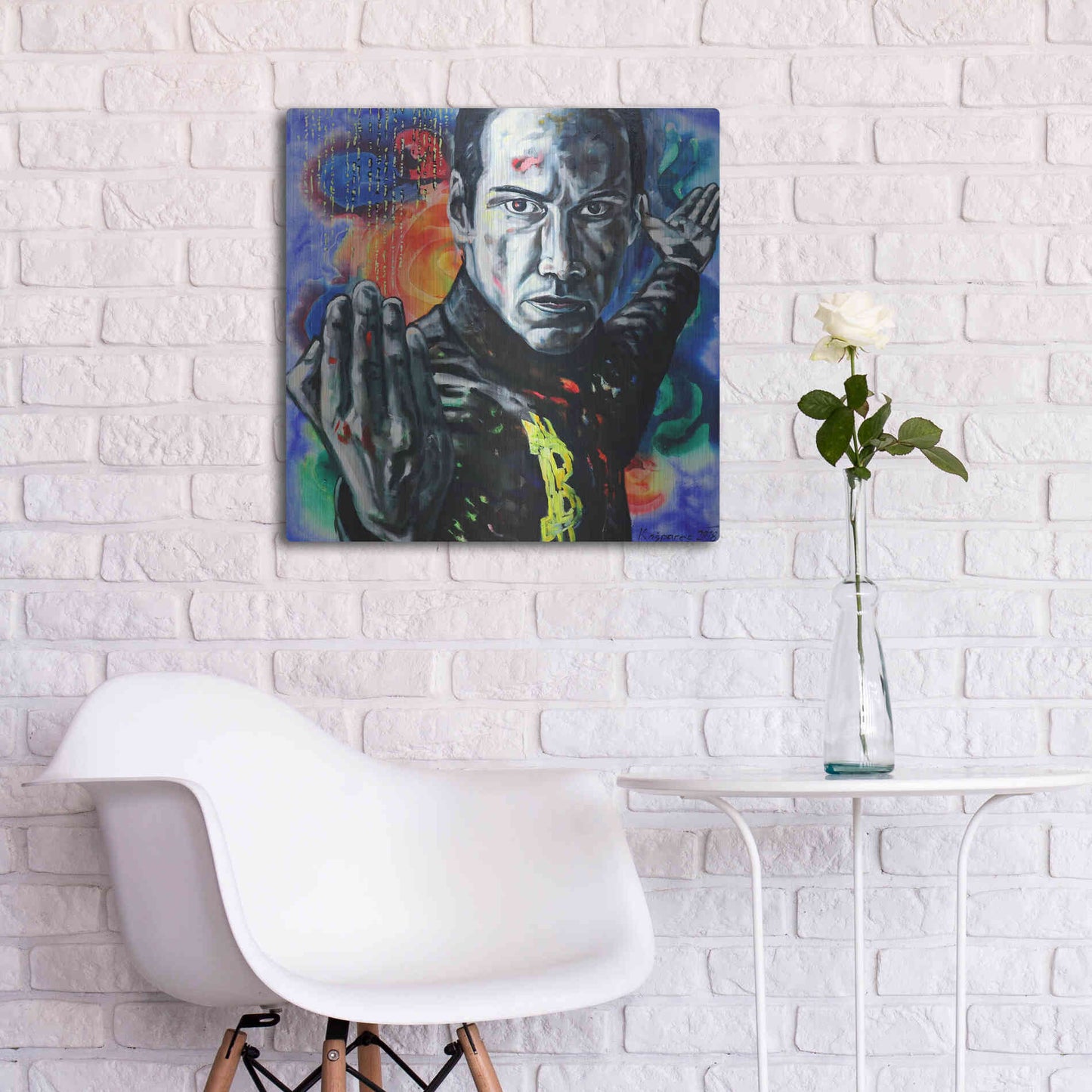 Luxe Metal Art 'Bitcoin Warrior' by Jan Kasparec, Metal Wall Art,24x24