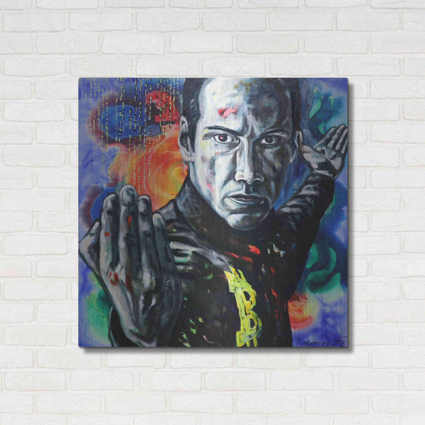 Luxe Metal Art 'Bitcoin Warrior' by Jan Kasparec, Metal Wall Art,36x36