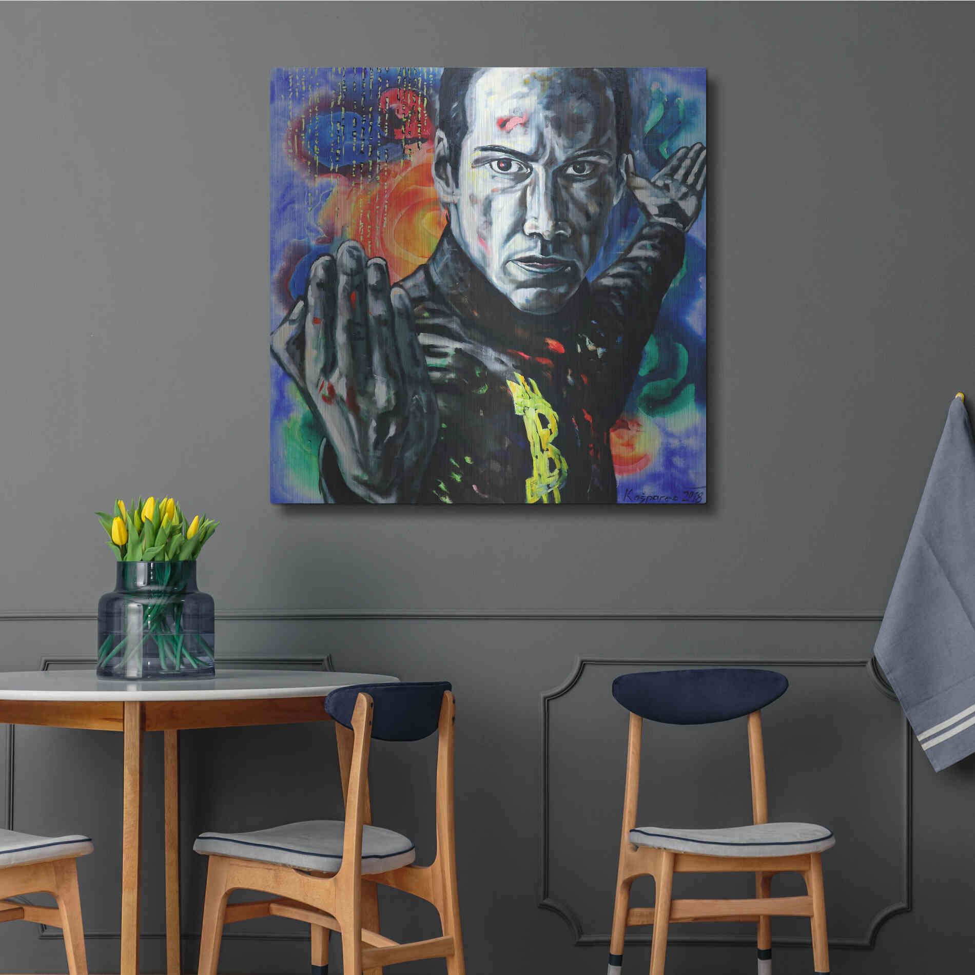 Luxe Metal Art 'Bitcoin Warrior' by Jan Kasparec, Metal Wall Art,36x36