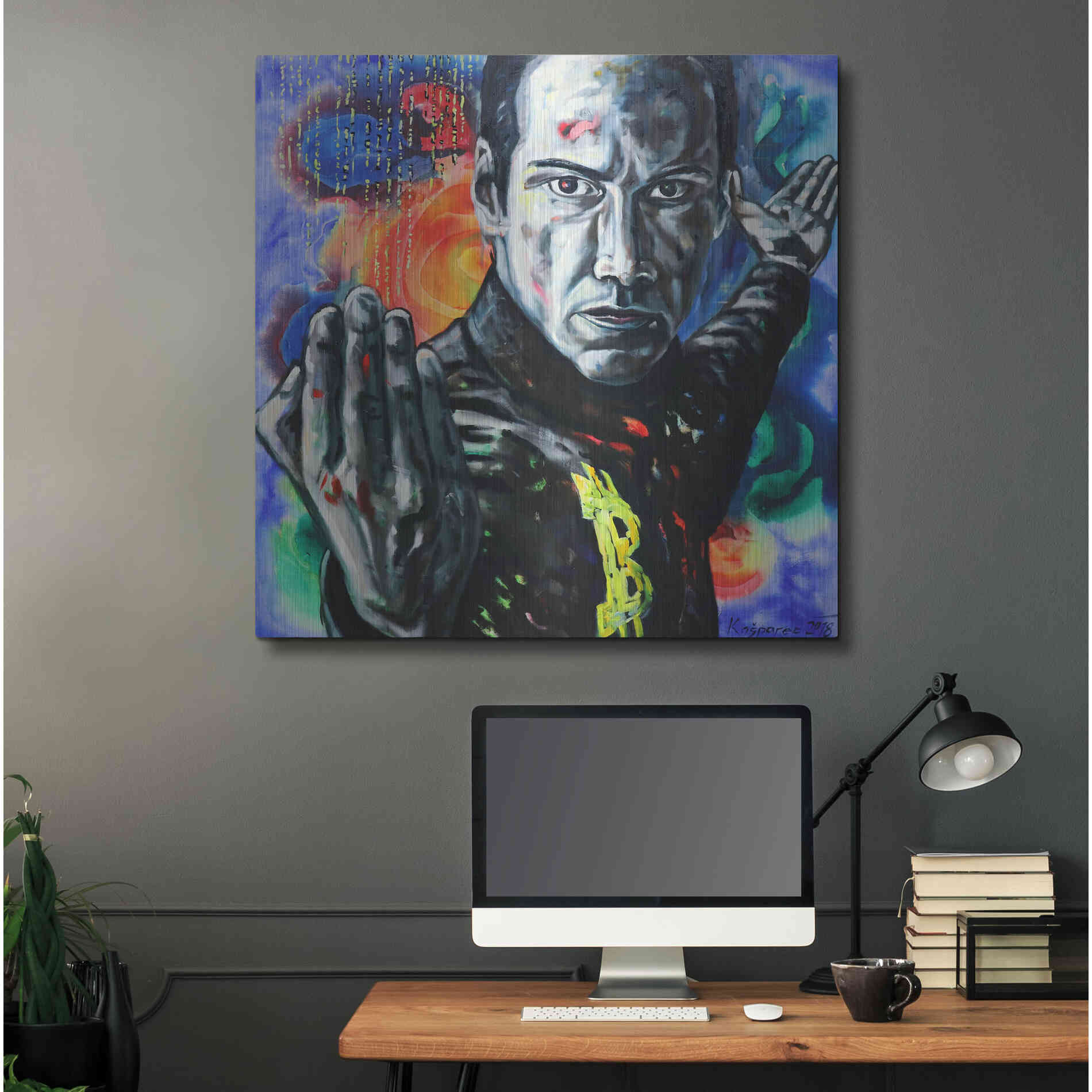 Luxe Metal Art 'Bitcoin Warrior' by Jan Kasparec, Metal Wall Art,36x36