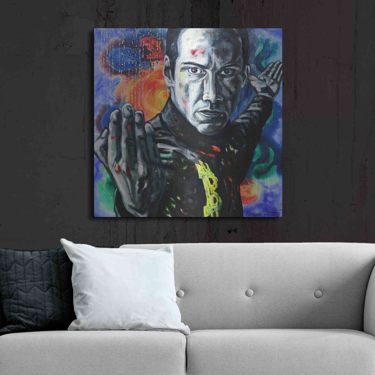 Luxe Metal Art 'Bitcoin Warrior' by Jan Kasparec, Metal Wall Art,36x36