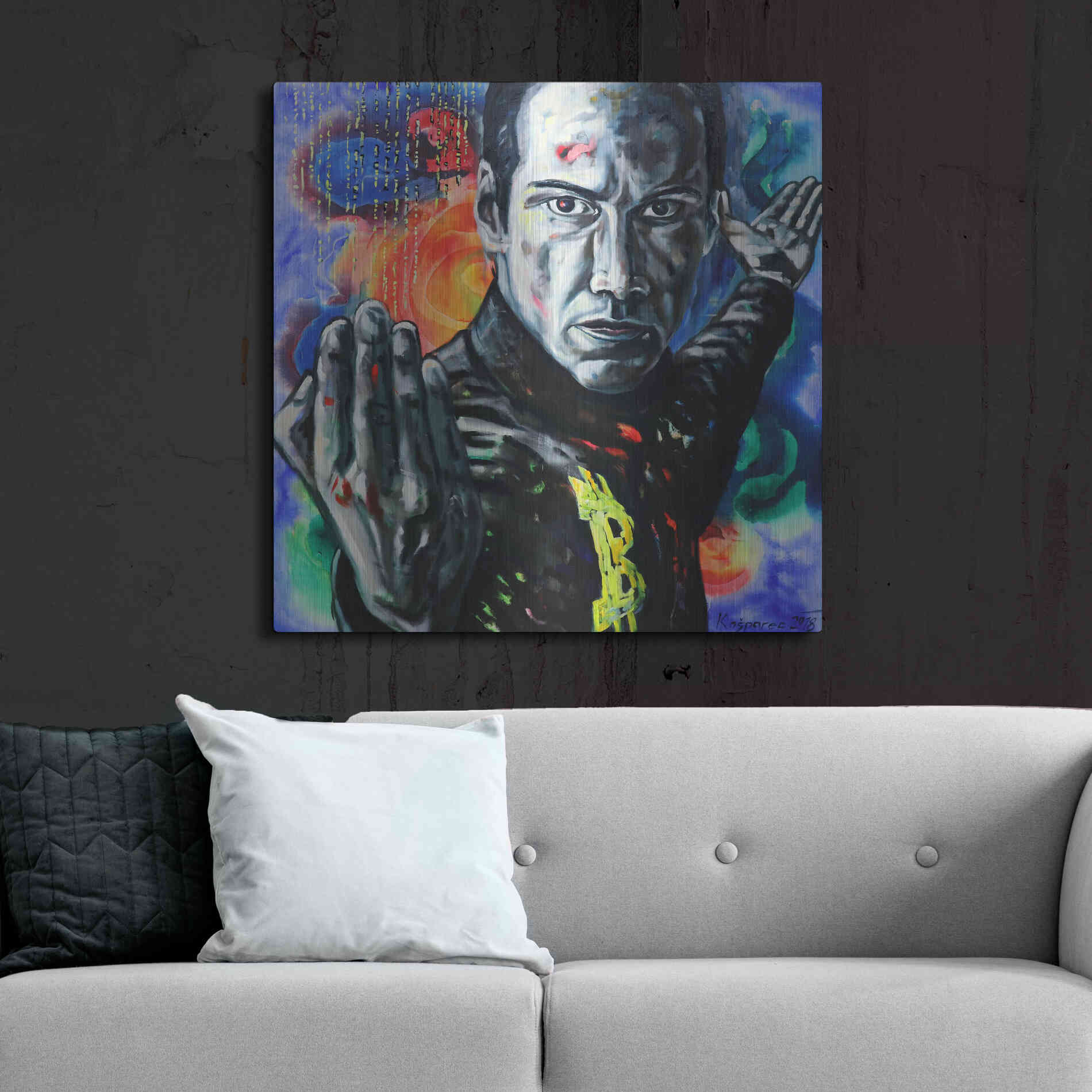 Luxe Metal Art 'Bitcoin Warrior' by Jan Kasparec, Metal Wall Art,36x36