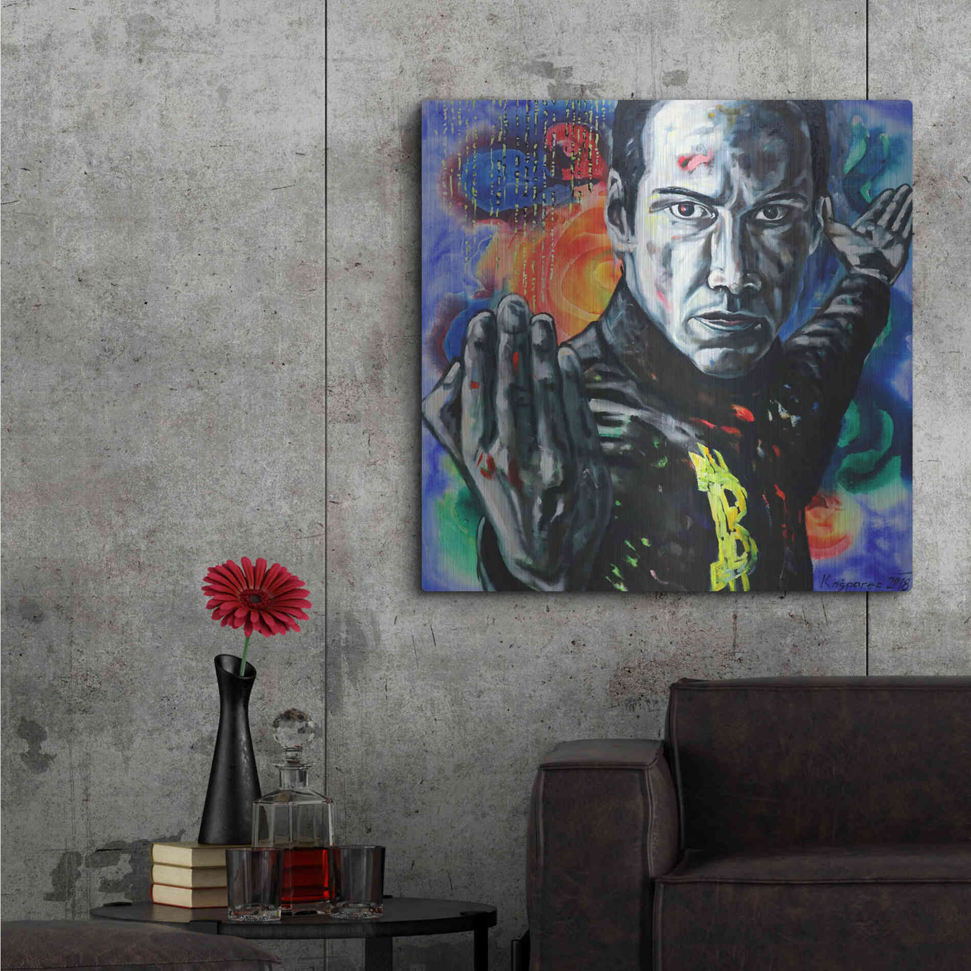 Luxe Metal Art 'Bitcoin Warrior' by Jan Kasparec, Metal Wall Art,36x36