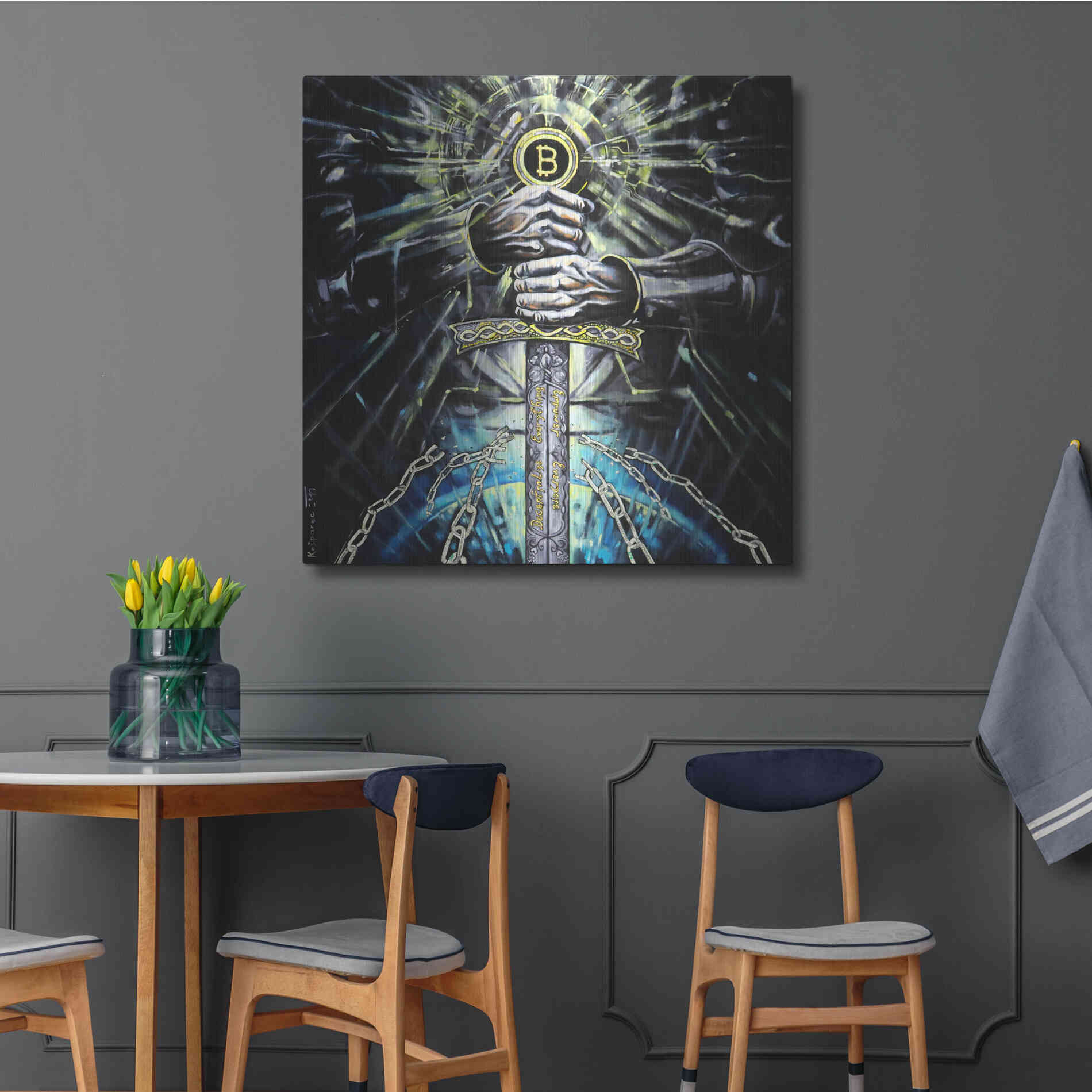 Luxe Metal Art 'Bitcoin Knight' by Jan Kasparec, Metal Wall Art,36x36