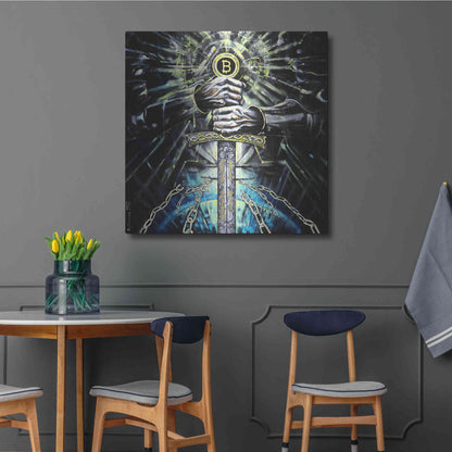 Luxe Metal Art 'Bitcoin Knight' by Jan Kasparec, Metal Wall Art,36x36