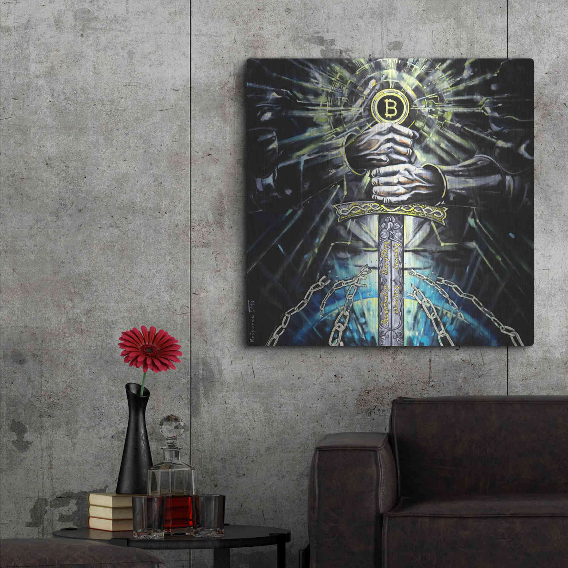 Luxe Metal Art 'Bitcoin Knight' by Jan Kasparec, Metal Wall Art,36x36