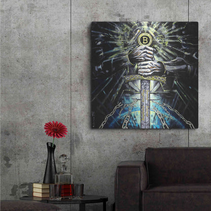 Luxe Metal Art 'Bitcoin Knight' by Jan Kasparec, Metal Wall Art,36x36
