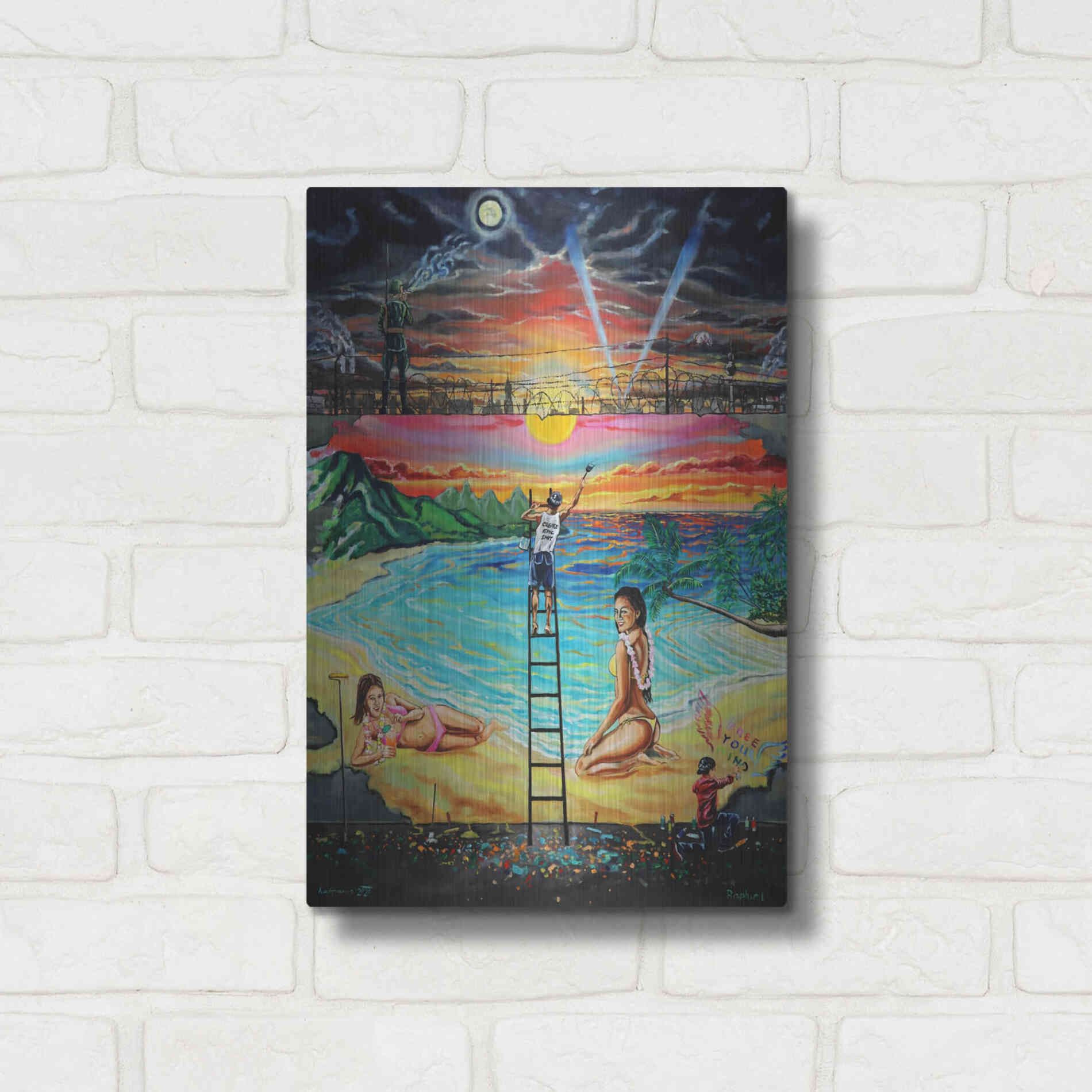 Luxe Metal Art 'Berlin Wall 'by Jan Kasparec, Metal Wall Art,12x16