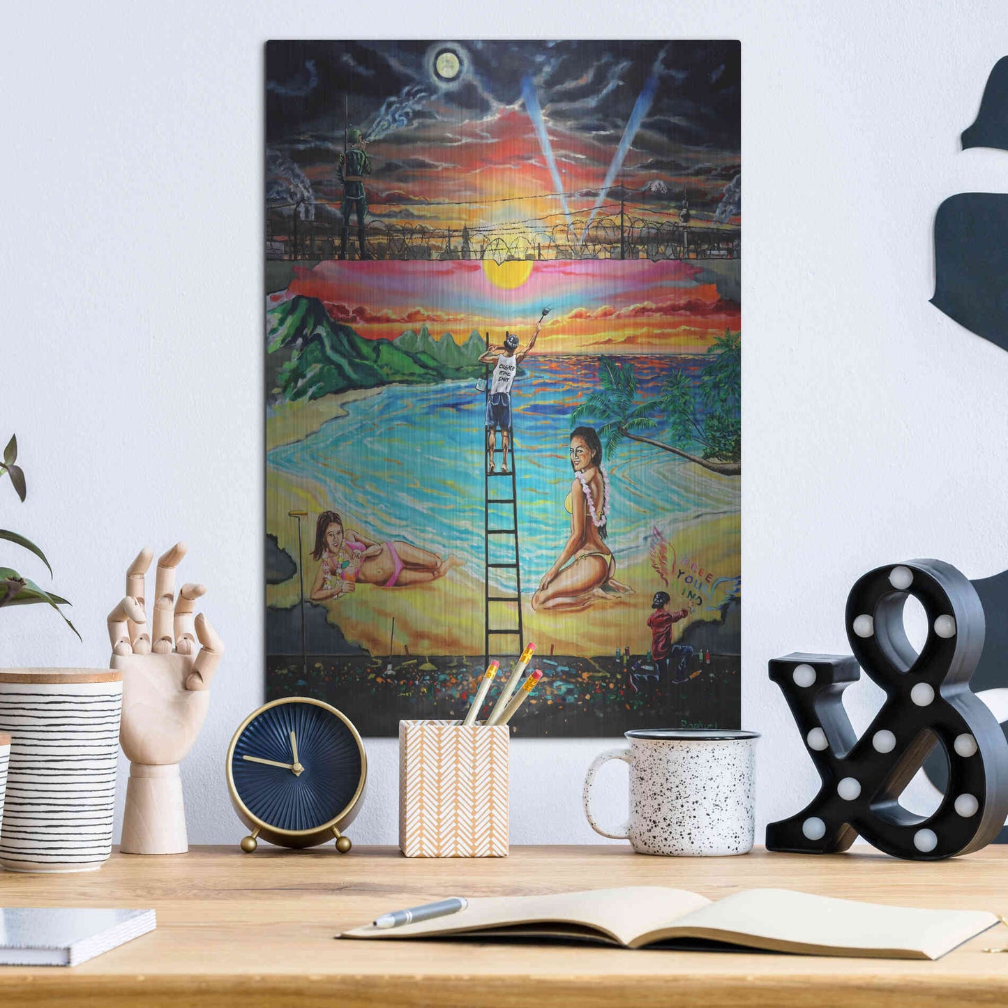 Luxe Metal Art 'Berlin Wall 'by Jan Kasparec, Metal Wall Art,12x16