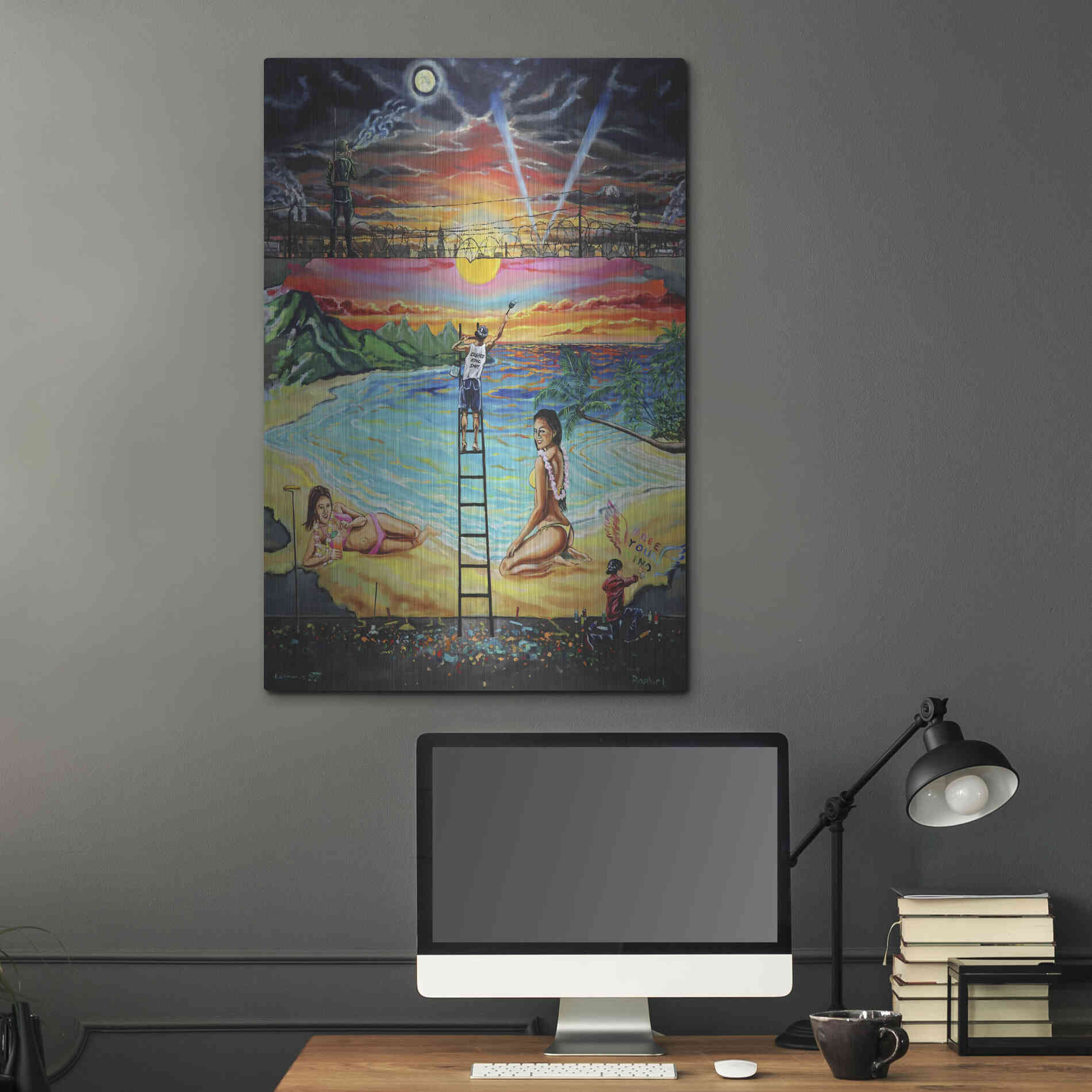 Luxe Metal Art 'Berlin Wall 'by Jan Kasparec, Metal Wall Art,24x36