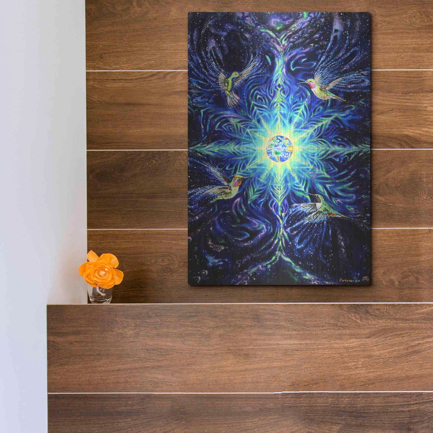 Luxe Metal Art 'Anahata' by Jan Kasparec, Metal Wall Art,12x16