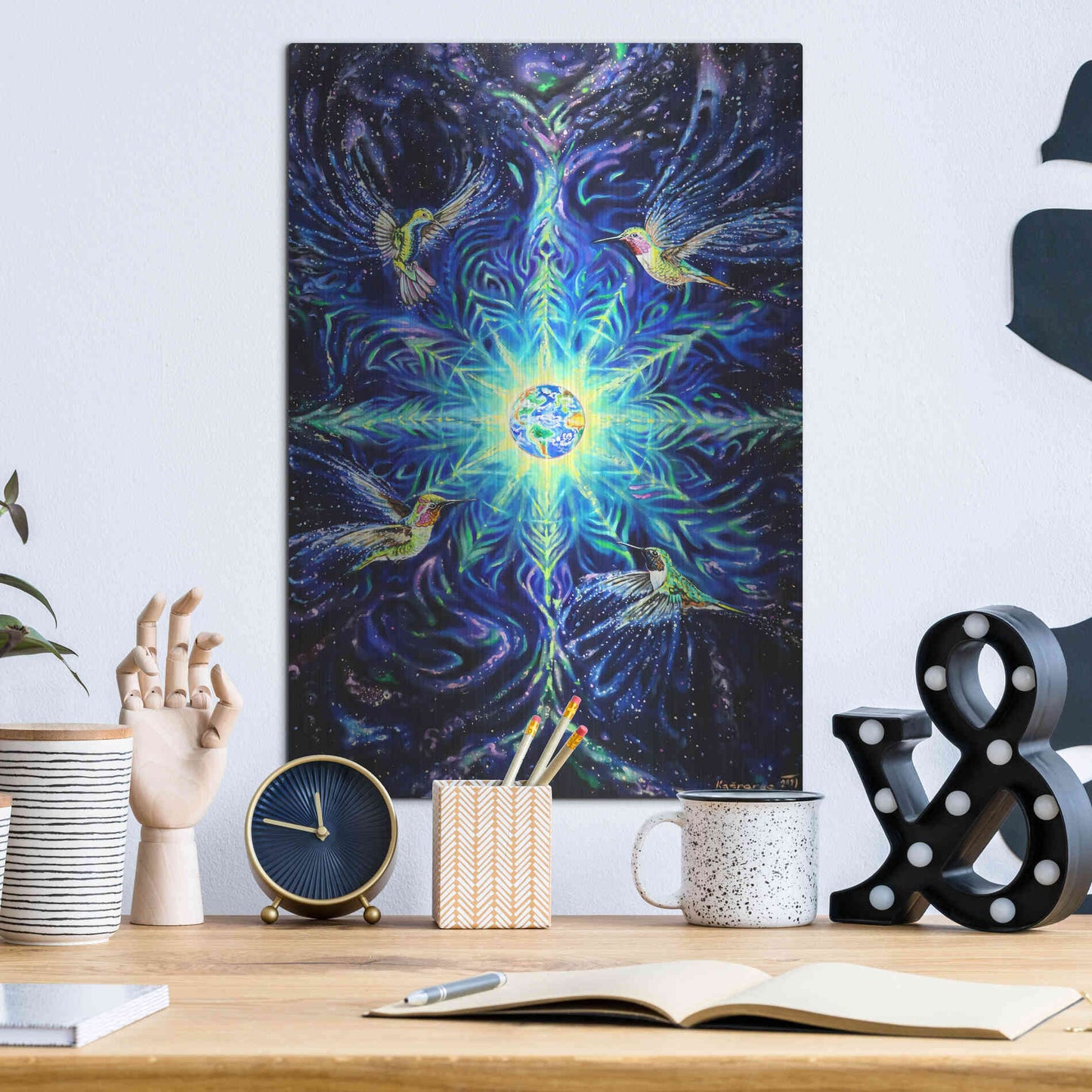 Luxe Metal Art 'Anahata' by Jan Kasparec, Metal Wall Art,12x16