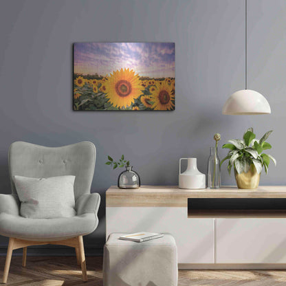 Luxe Metal Art 'Sunflower Sunset' by Donnie Quillen, Metal Wall Art,24x16