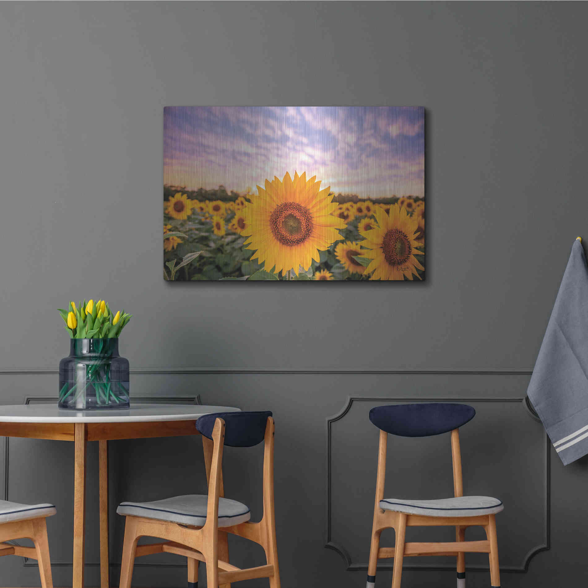 Luxe Metal Art 'Sunflower Sunset' by Donnie Quillen, Metal Wall Art,36x24