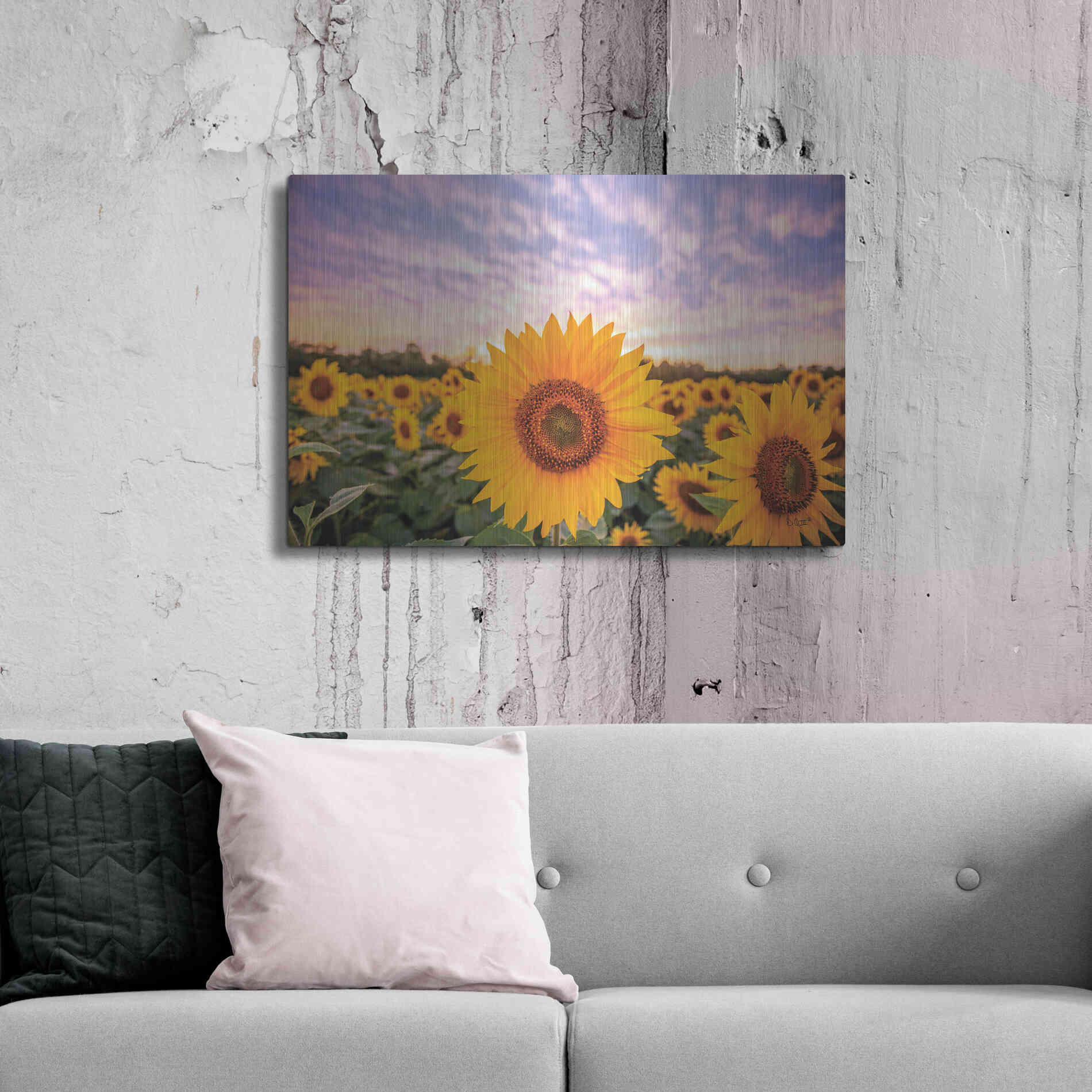 Luxe Metal Art 'Sunflower Sunset' by Donnie Quillen, Metal Wall Art,36x24
