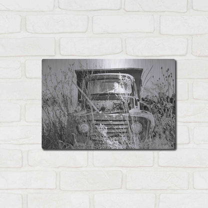 Luxe Metal Art 'Truck in Wildflower Field' by Donnie Quillen, Metal Wall Art,16x12
