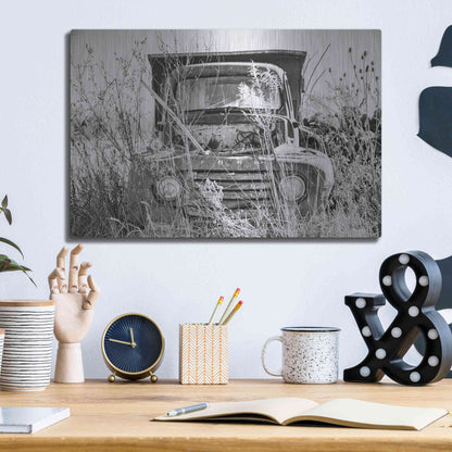 Luxe Metal Art 'Truck in Wildflower Field' by Donnie Quillen, Metal Wall Art,16x12