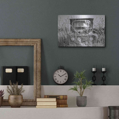 Luxe Metal Art 'Truck in Wildflower Field' by Donnie Quillen, Metal Wall Art,16x12