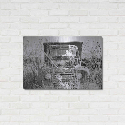 Luxe Metal Art 'Truck in Wildflower Field' by Donnie Quillen, Metal Wall Art,36x24