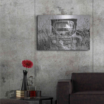 Luxe Metal Art 'Truck in Wildflower Field' by Donnie Quillen, Metal Wall Art,36x24