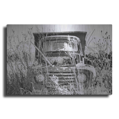 Luxe Metal Art 'Truck in Wildflower Field' by Donnie Quillen, Metal Wall Art