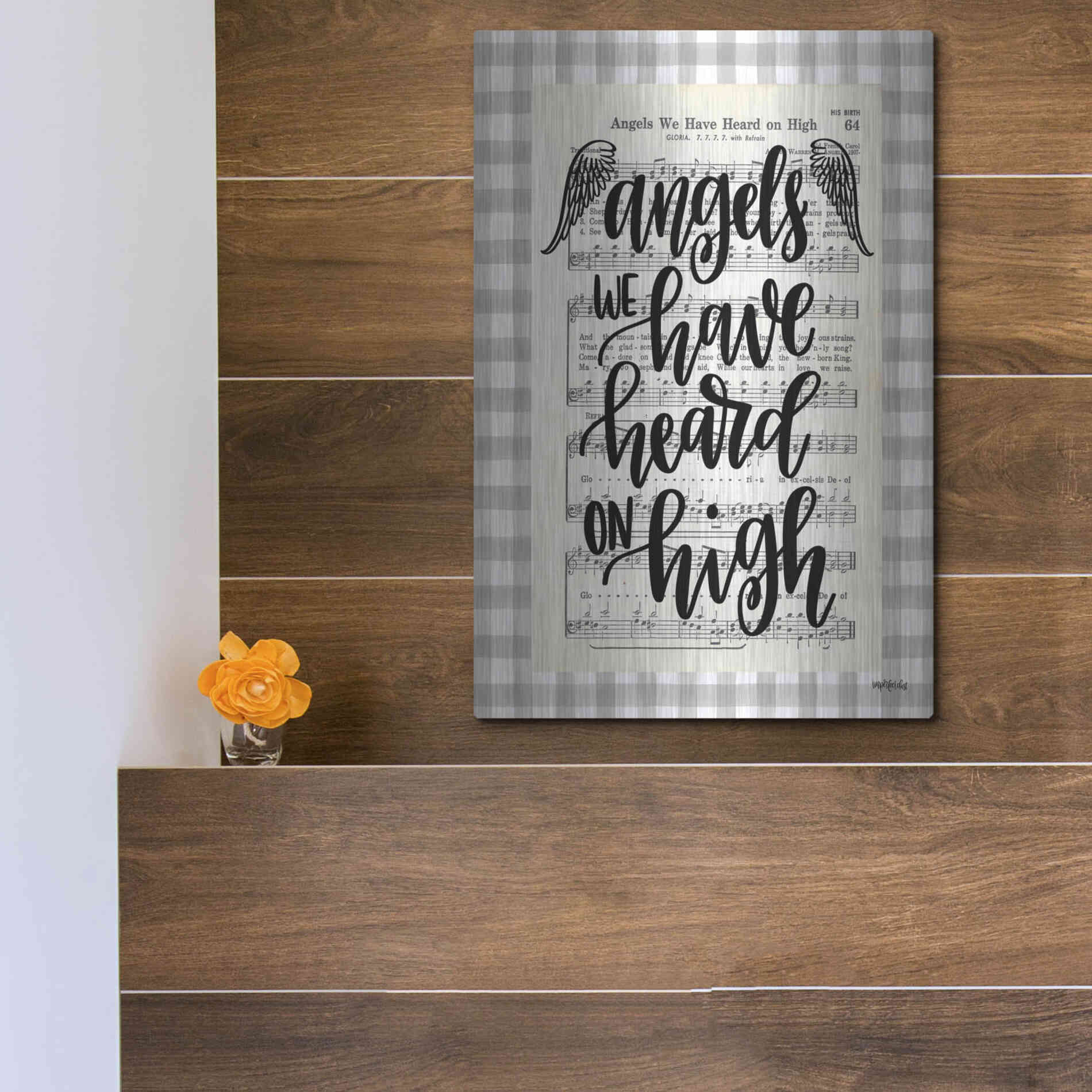 Luxe Metal Art 'Angels We Have Heard' by Imperfect Dust, Metal Wall Art,12x16