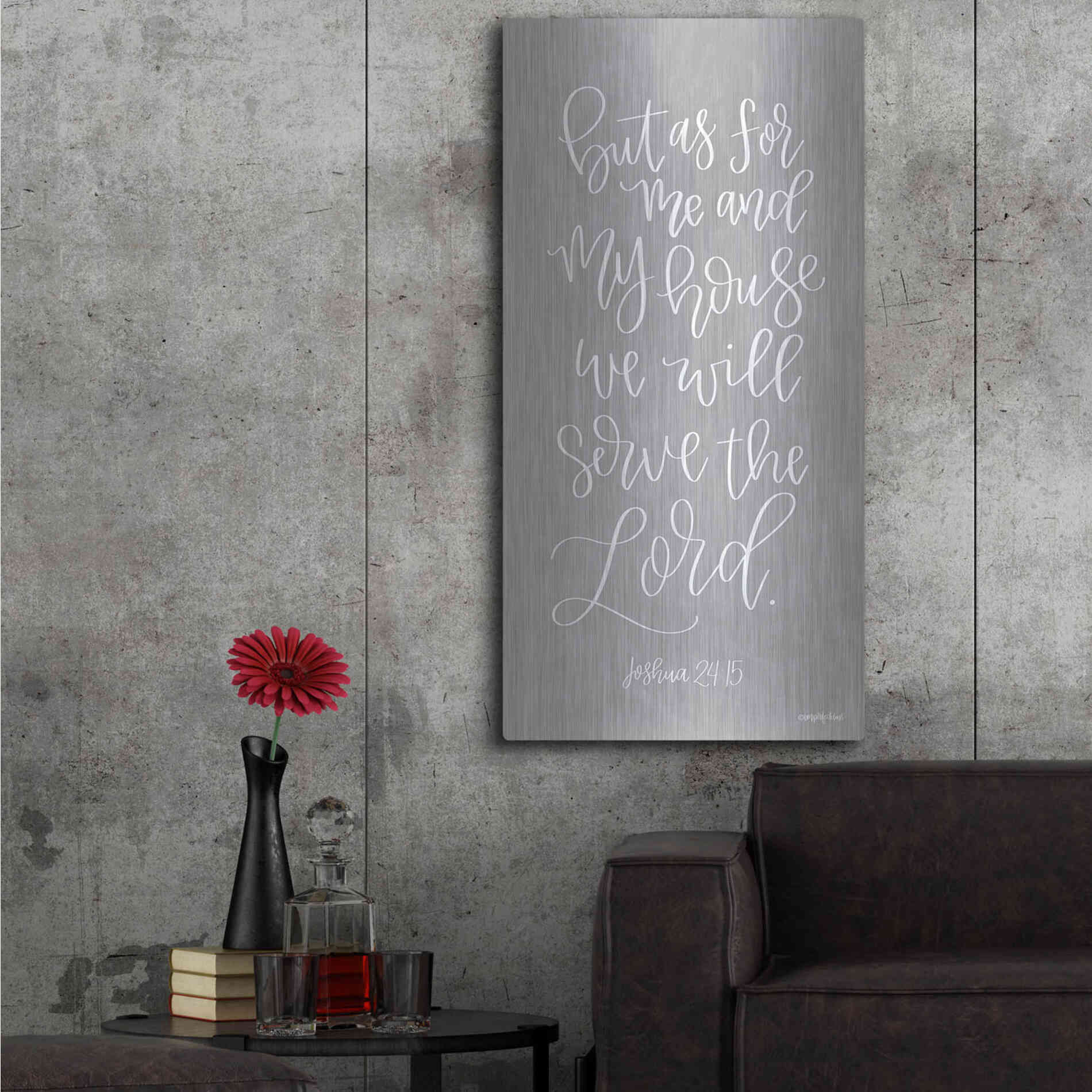 Luxe Metal Art 'Serve the Lord' by Imperfect Dust, Metal Wall Art,24x48
