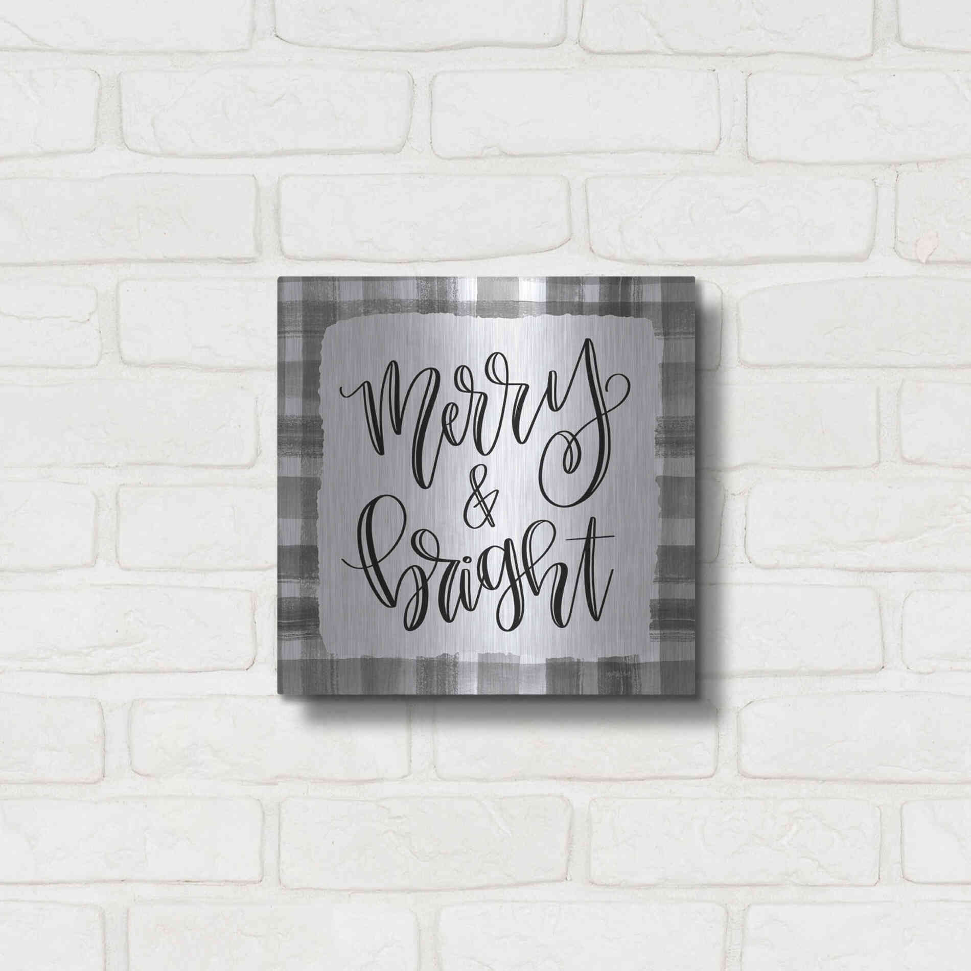 Luxe Metal Art 'Merry & Bright' by Imperfect Dust, Metal Wall Art,12x12
