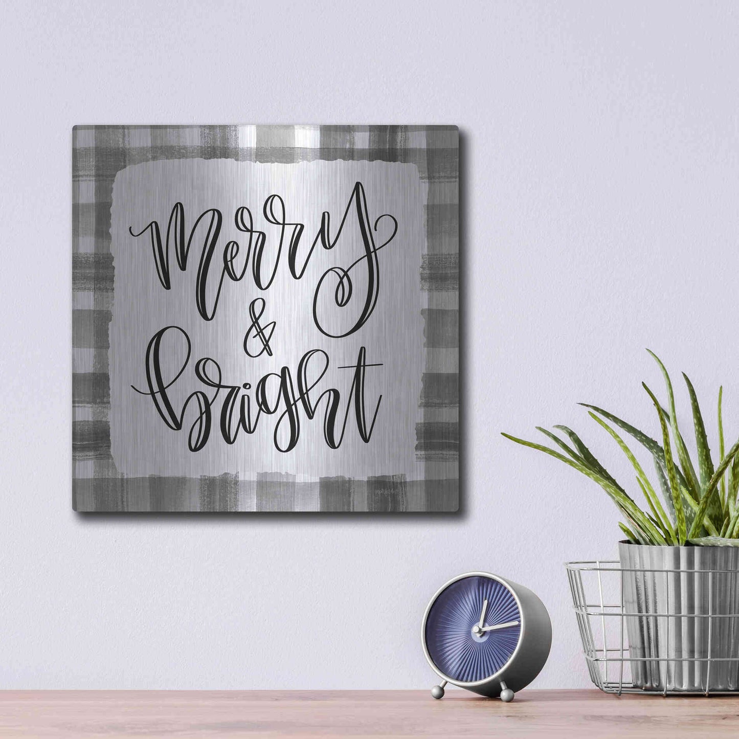 Luxe Metal Art 'Merry & Bright' by Imperfect Dust, Metal Wall Art,12x12