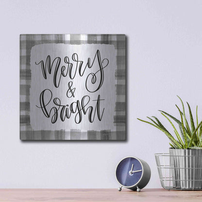 Luxe Metal Art 'Merry & Bright' by Imperfect Dust, Metal Wall Art,12x12