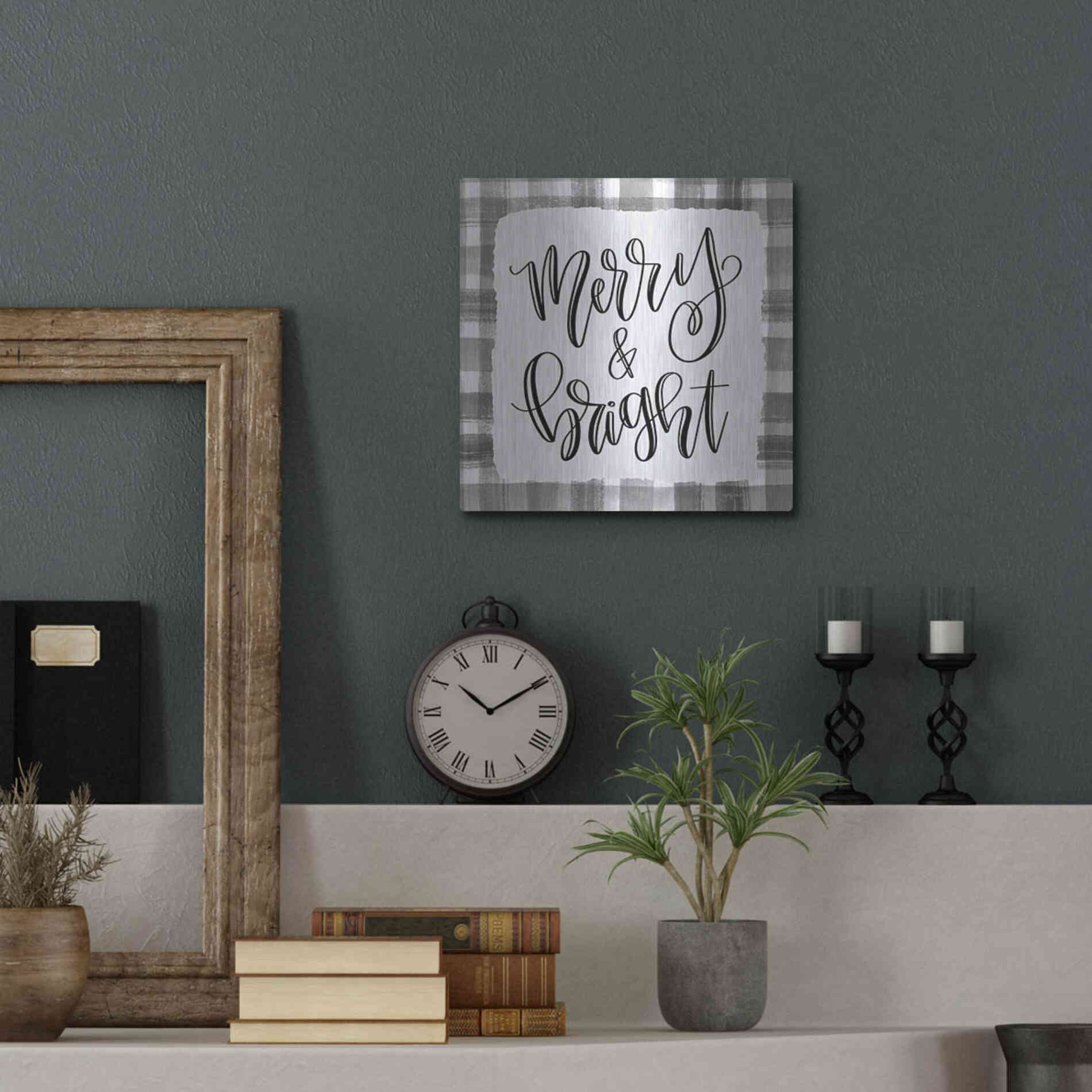 Luxe Metal Art 'Merry & Bright' by Imperfect Dust, Metal Wall Art,12x12