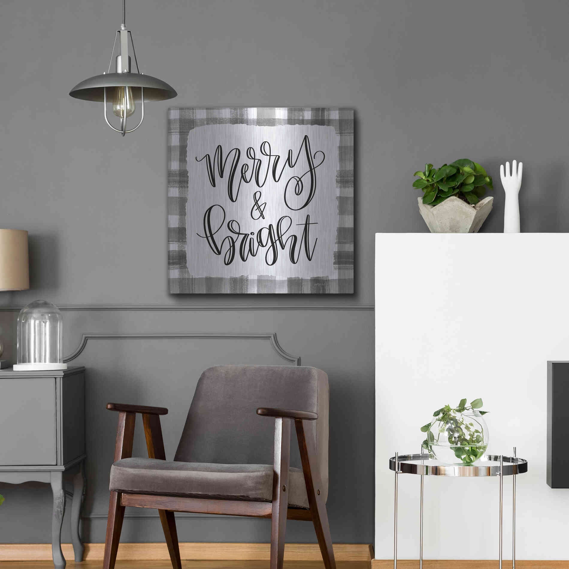 Luxe Metal Art 'Merry & Bright' by Imperfect Dust, Metal Wall Art,24x24