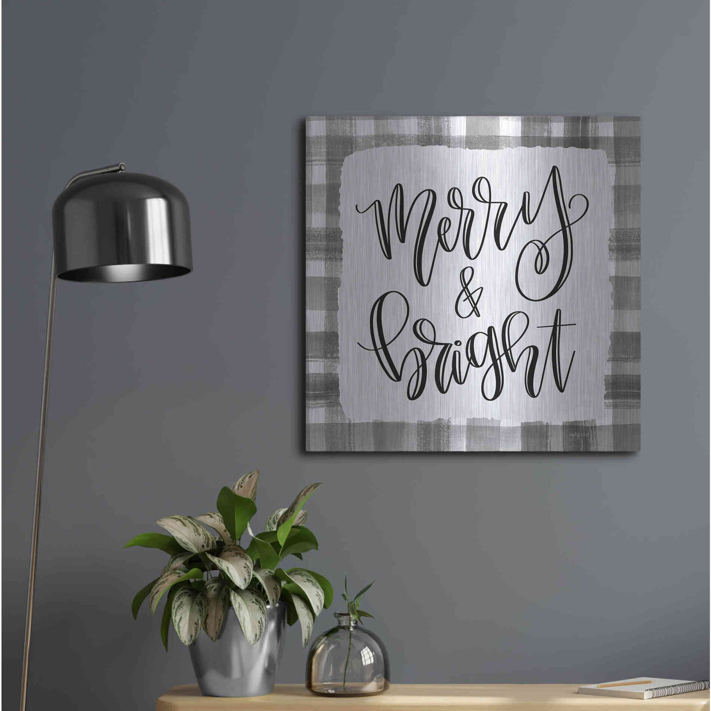 Luxe Metal Art 'Merry & Bright' by Imperfect Dust, Metal Wall Art,24x24