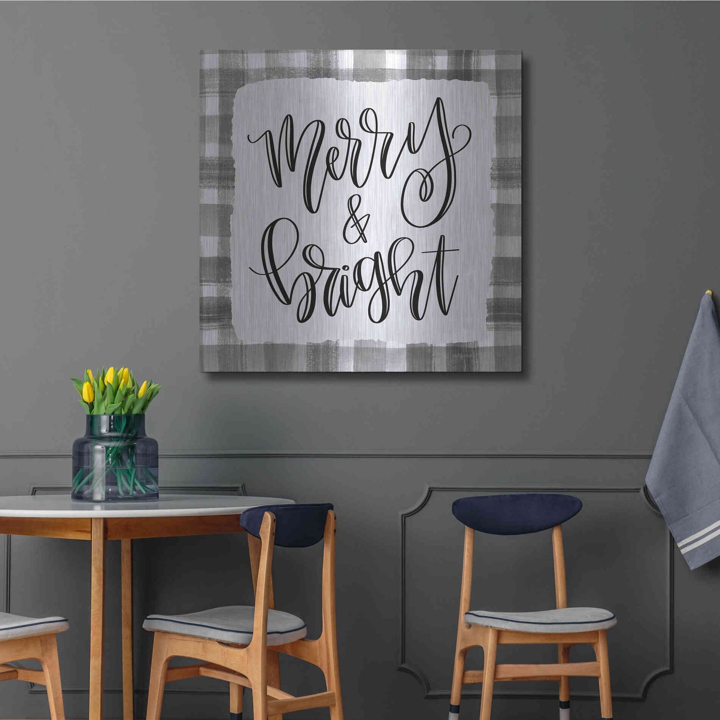 Luxe Metal Art 'Merry & Bright' by Imperfect Dust, Metal Wall Art,36x36