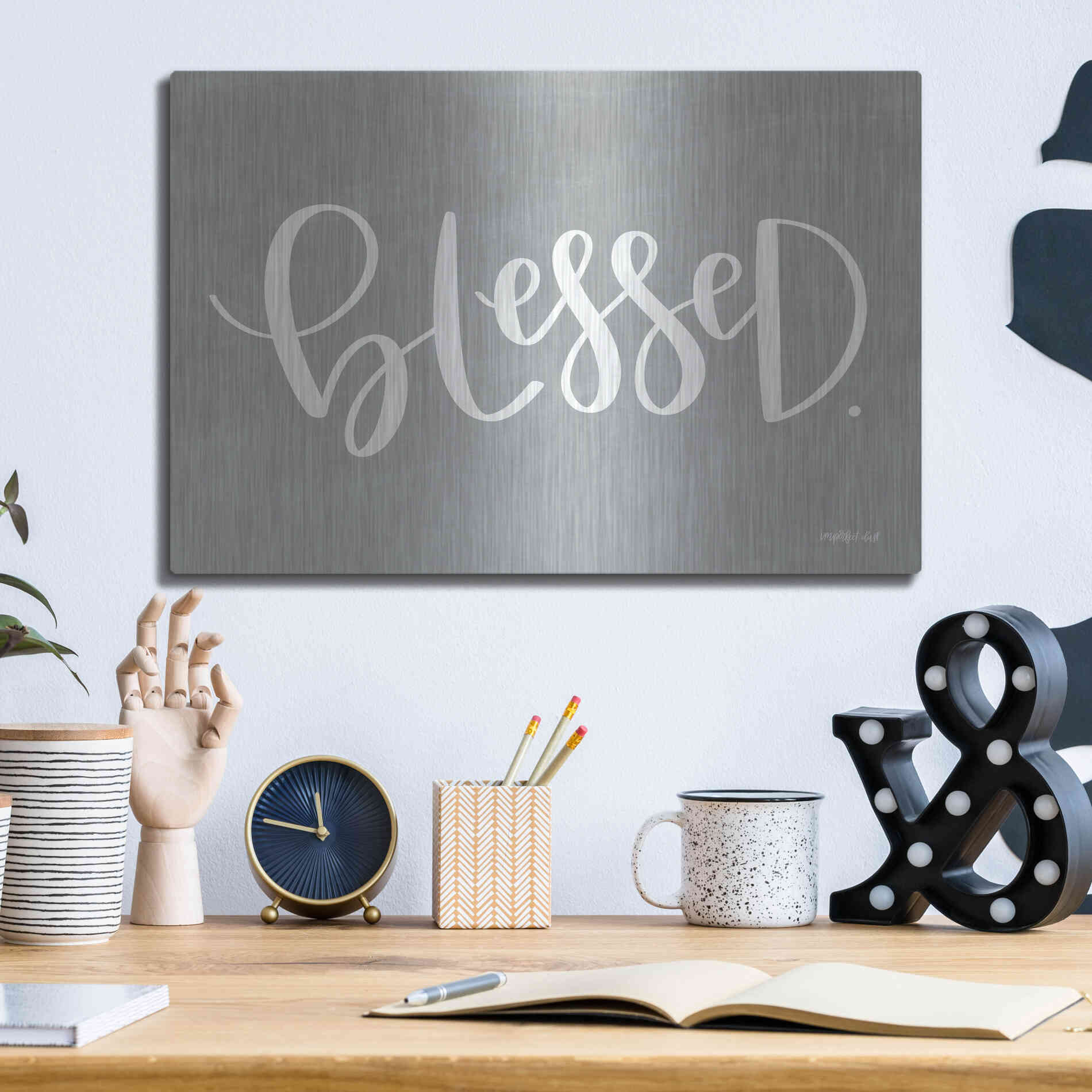Luxe Metal Art 'Blessed' by Imperfect Dust, Metal Wall Art,16x12