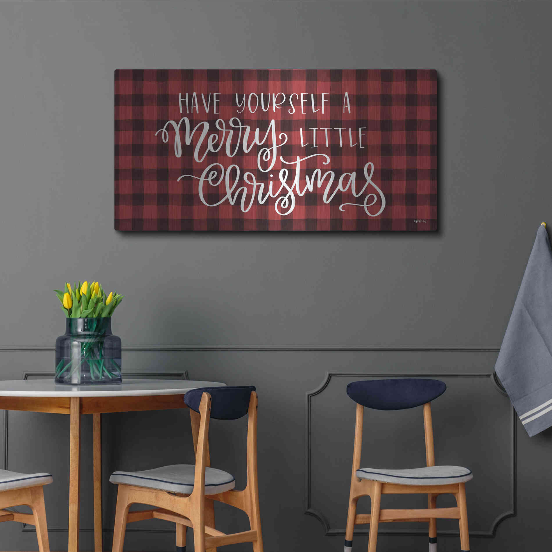 Luxe Metal Art 'Merry Little Christmas' by Imperfect Dust, Metal Wall Art,48x24