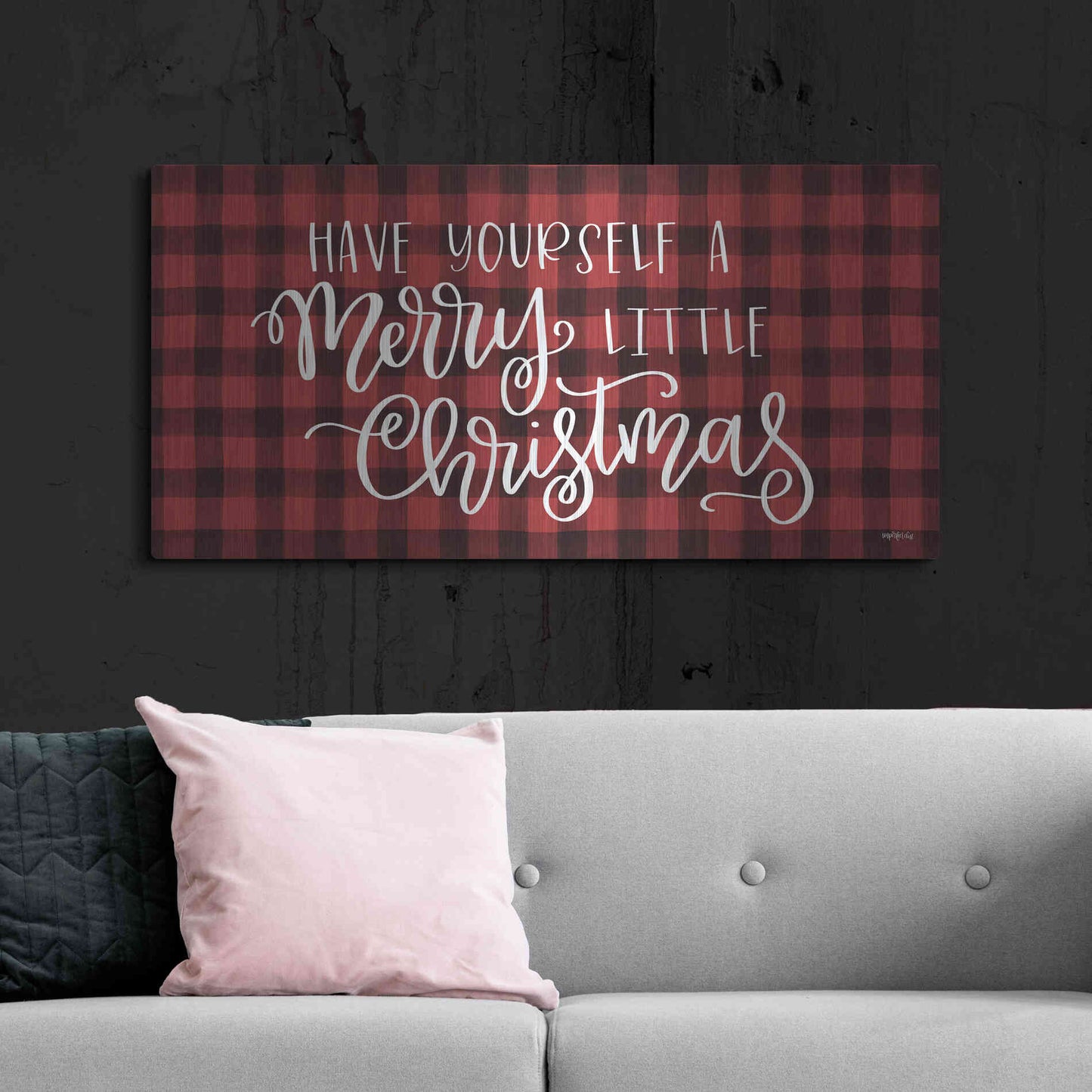 Luxe Metal Art 'Merry Little Christmas' by Imperfect Dust, Metal Wall Art,48x24