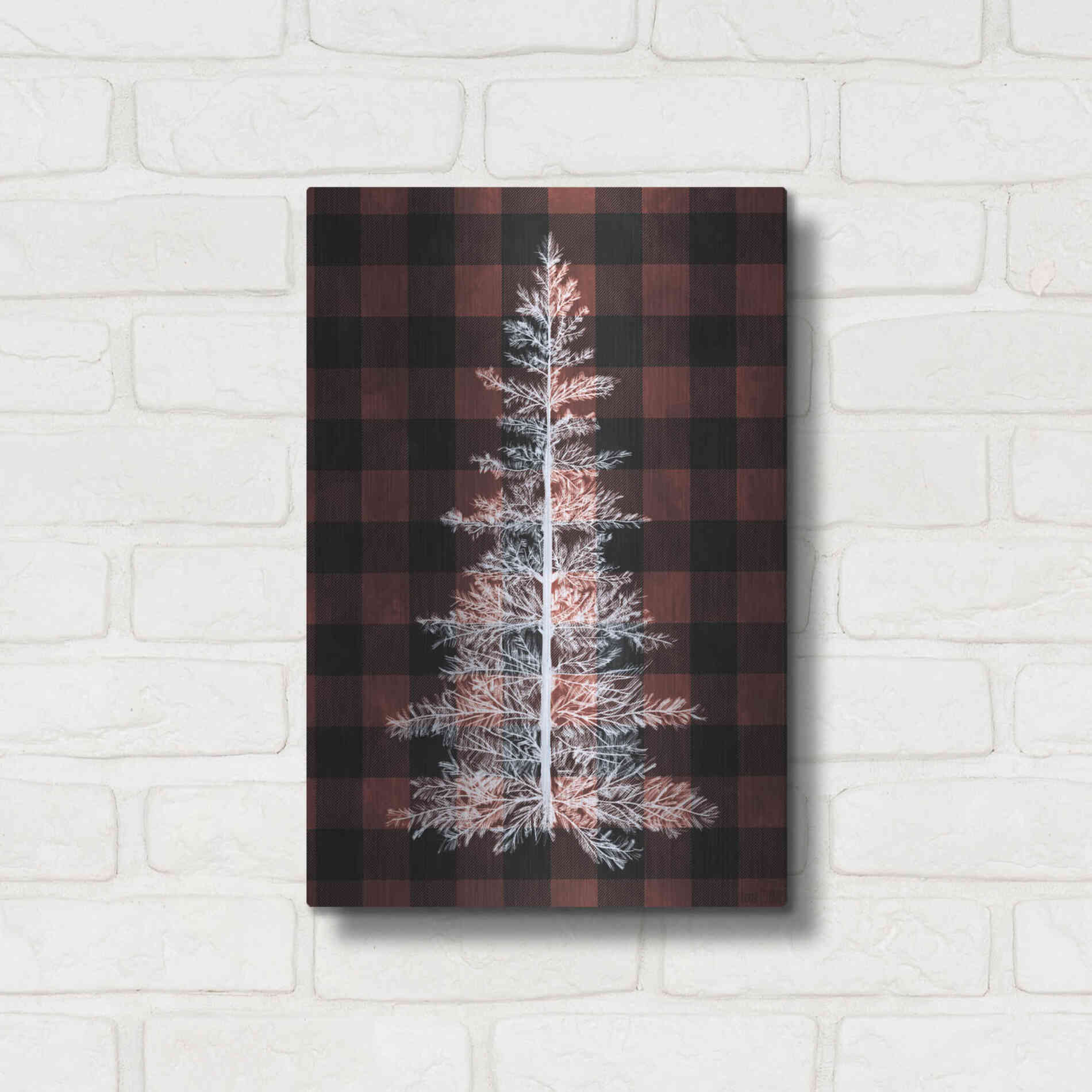 Luxe Metal Art 'Buffalo Pine Red' by House Fenway, Metal Wall Art,12x16