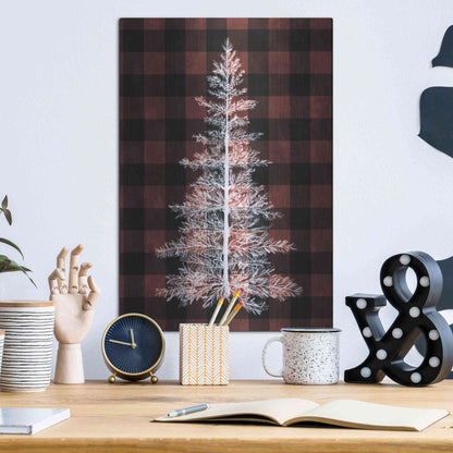 Luxe Metal Art 'Buffalo Pine Red' by House Fenway, Metal Wall Art,12x16