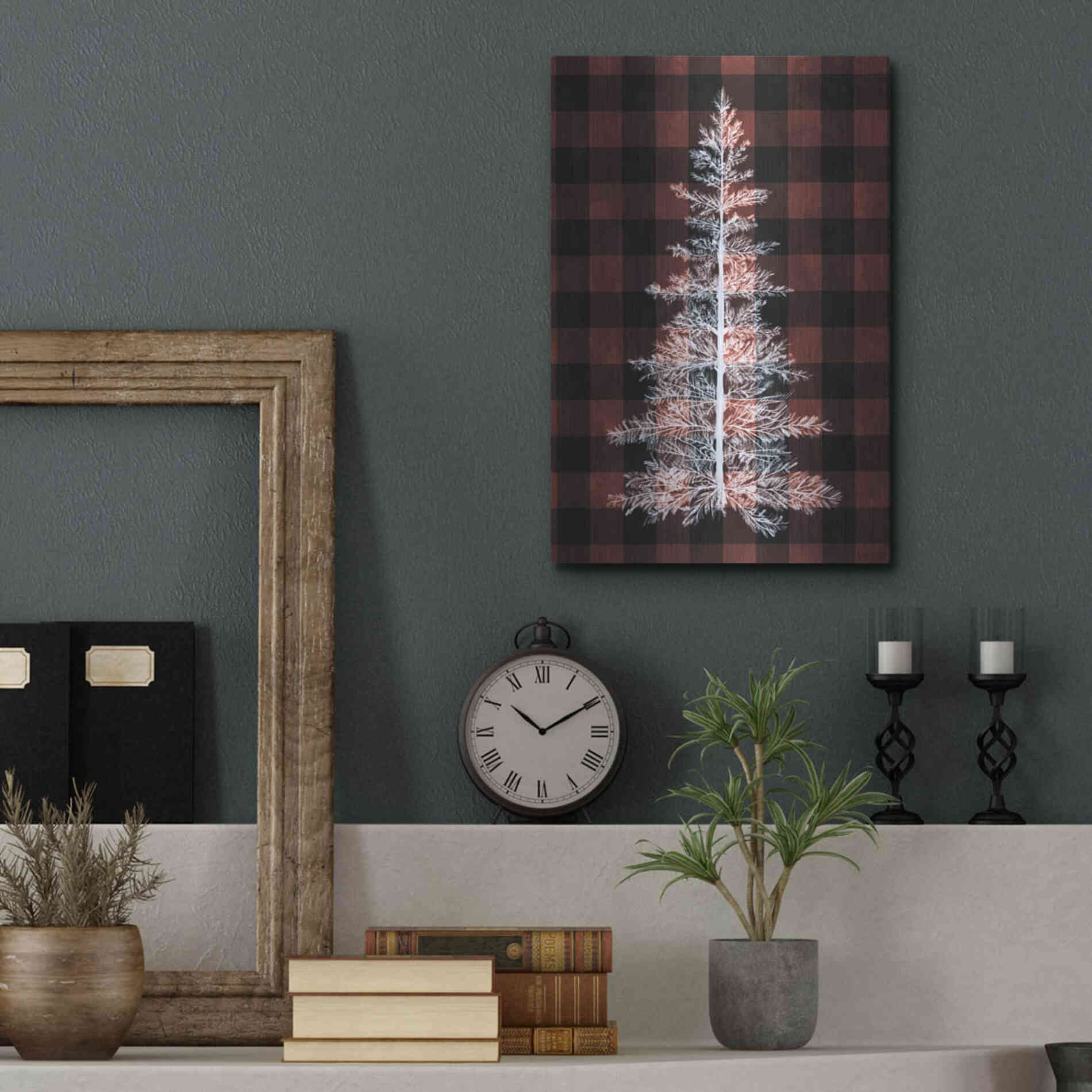 Luxe Metal Art 'Buffalo Pine Red' by House Fenway, Metal Wall Art,12x16