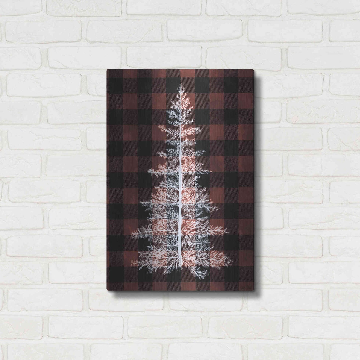 Luxe Metal Art 'Buffalo Pine Red' by House Fenway, Metal Wall Art,16x24