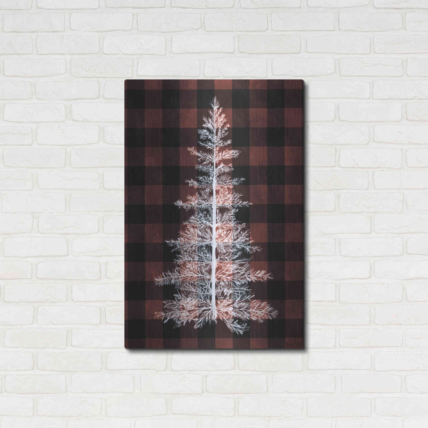 Luxe Metal Art 'Buffalo Pine Red' by House Fenway, Metal Wall Art,24x36