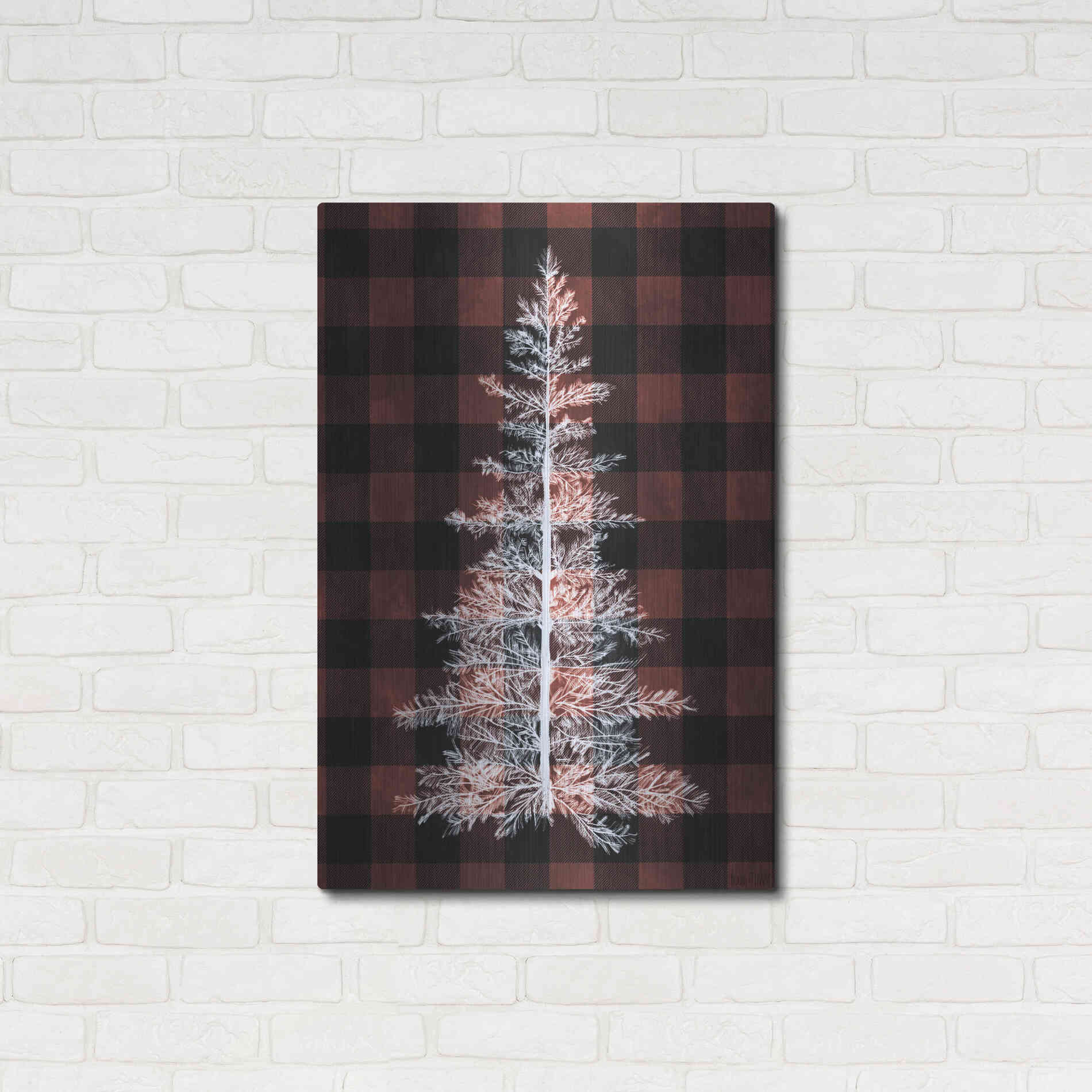 Luxe Metal Art 'Buffalo Pine Red' by House Fenway, Metal Wall Art,24x36