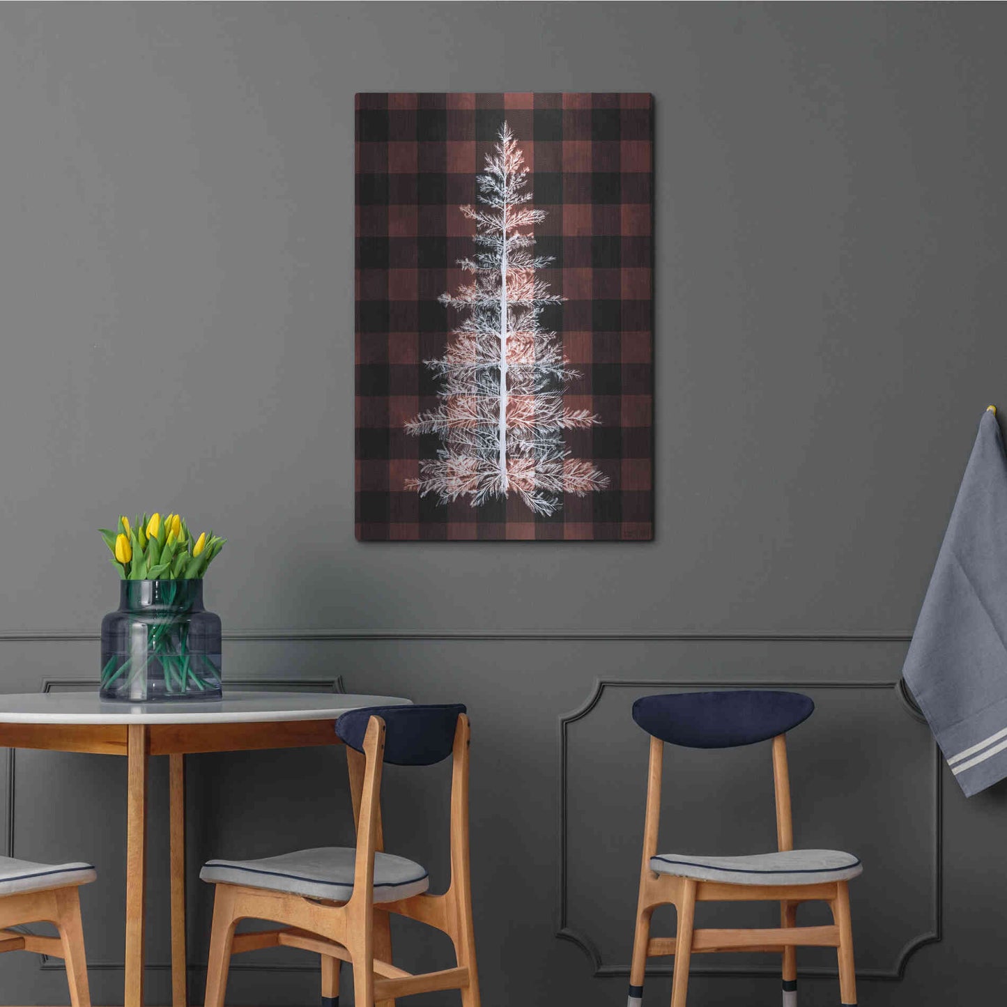 Luxe Metal Art 'Buffalo Pine Red' by House Fenway, Metal Wall Art,24x36