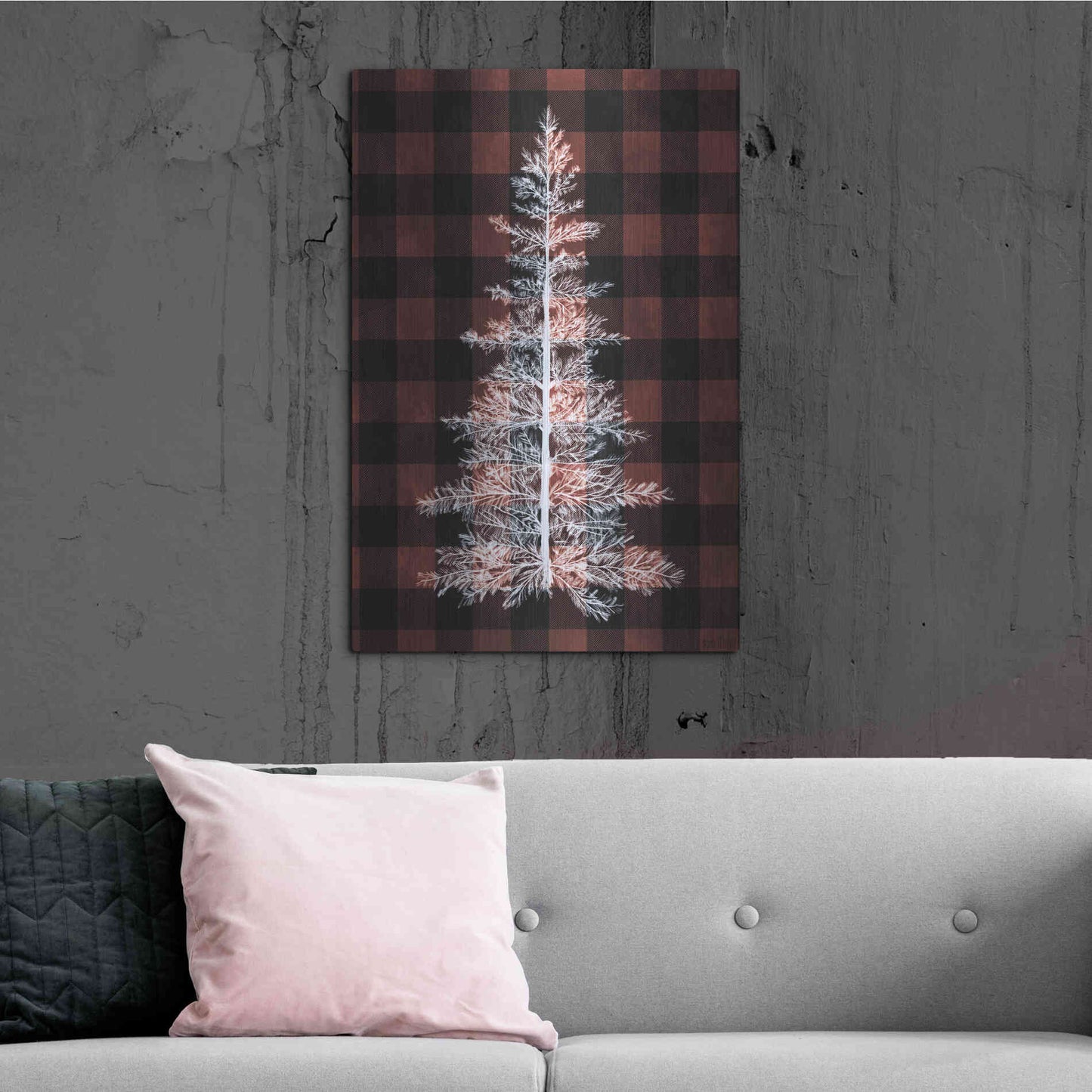 Luxe Metal Art 'Buffalo Pine Red' by House Fenway, Metal Wall Art,24x36