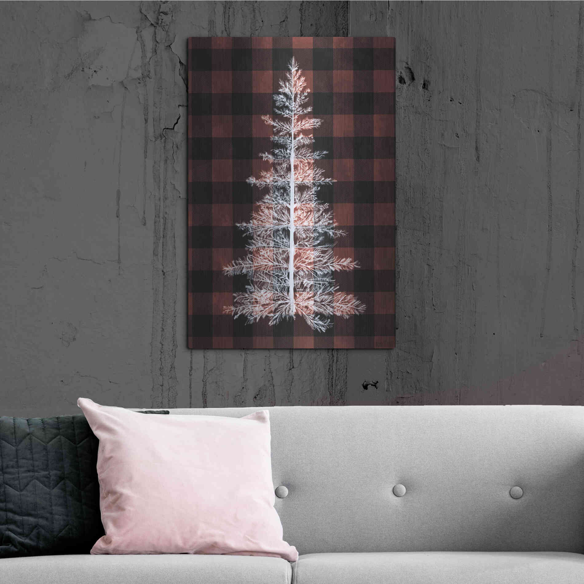 Luxe Metal Art 'Buffalo Pine Red' by House Fenway, Metal Wall Art,24x36