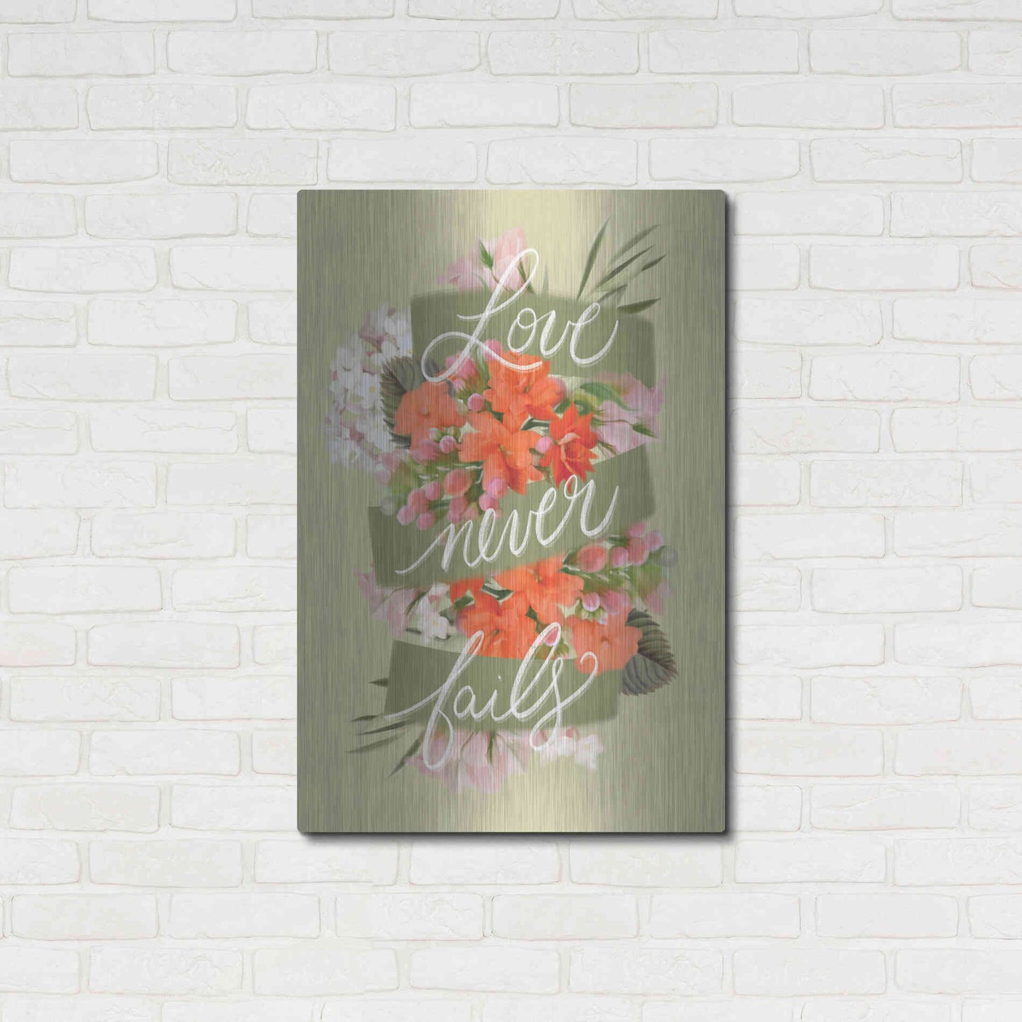 Luxe Metal Art 'Love Never Fails' by House Fenway, Metal Wall Art,24x36