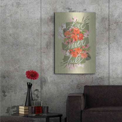 Luxe Metal Art 'Love Never Fails' by House Fenway, Metal Wall Art,24x36