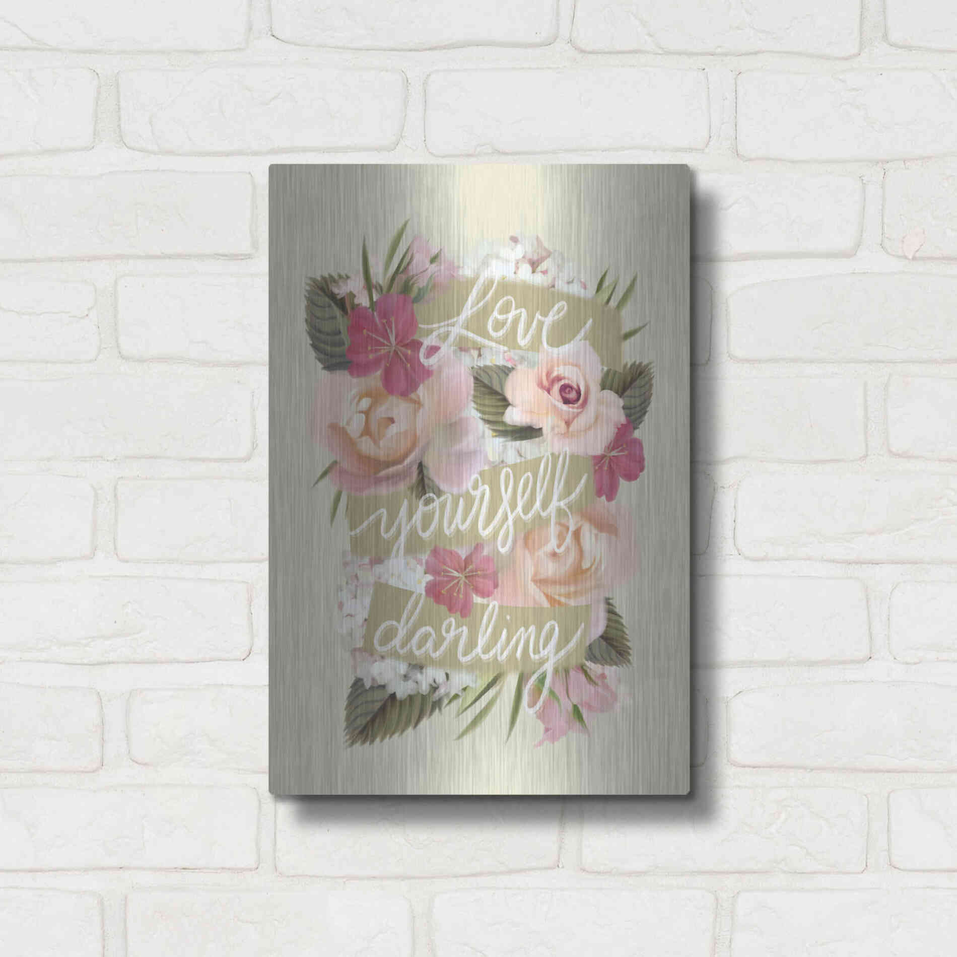 Luxe Metal Art 'Love Yourself Darling' by House Fenway, Metal Wall Art,12x16